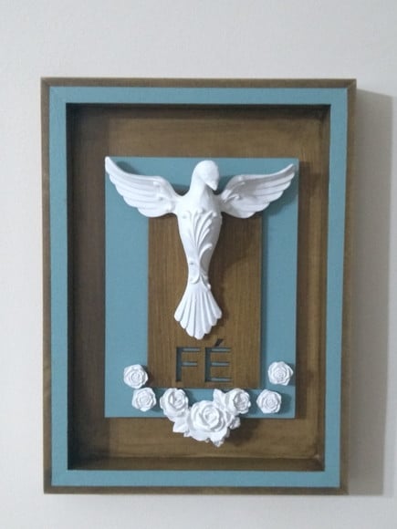 Quadro Espirito Santo com Escrita Fé