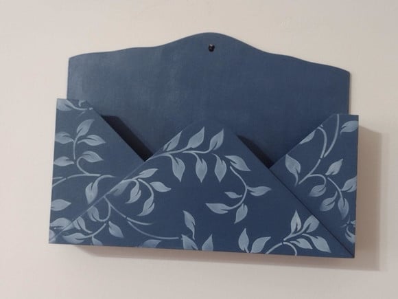 Porta Cartas c/ Stencil Azul Marinho