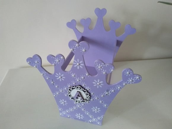 Porta Tiara Lilas com Pérolas