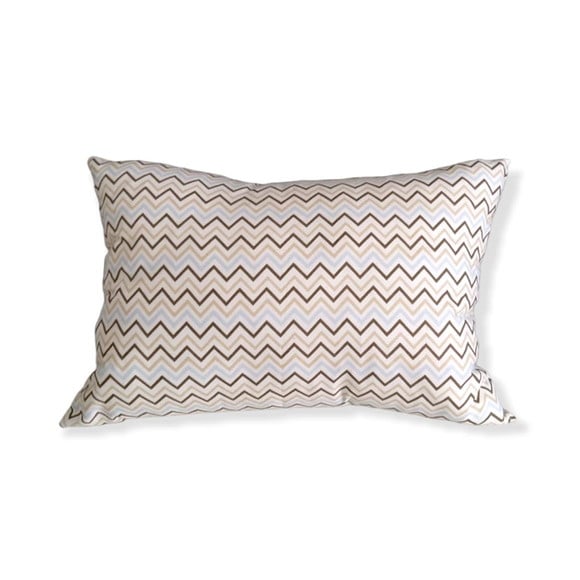 Capa de Almofada Chevron marrom, azul e bege