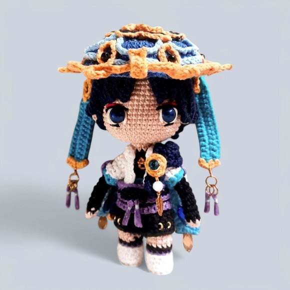 Boneco Wanderer Sacaramouche Amigurumi Genshin Impact