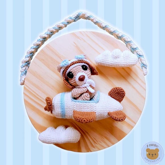 Porta Maternidade Ursinho Aviador Amigurumi Crochê