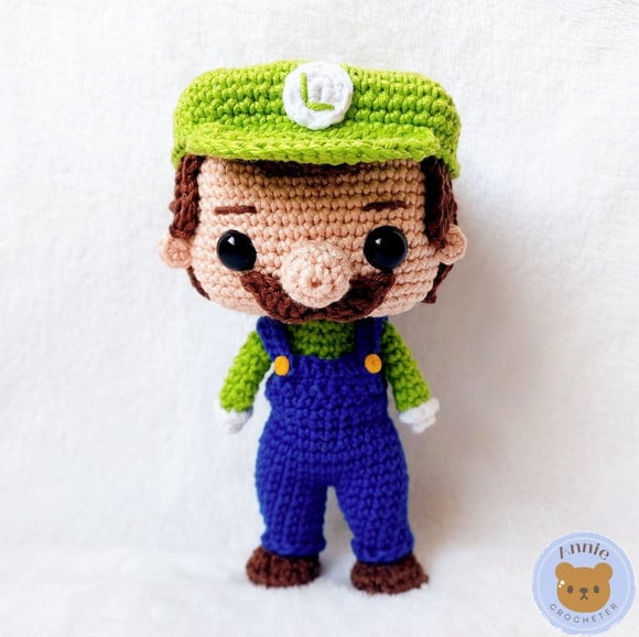 Boneco Luigi (super Mário) em Amigurumi