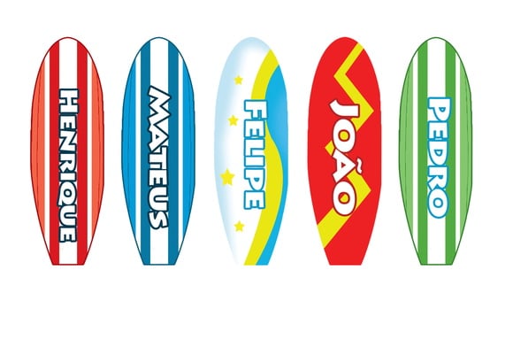 Adesivos Prancha Surf nomes de meninos