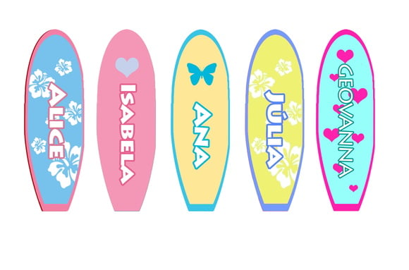 Adesivos Prancha Surf nomes de meninas