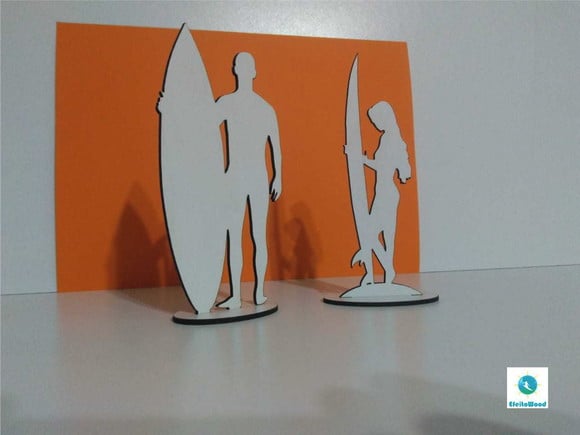 Casal Surfistas topo de bolo - 15 cm