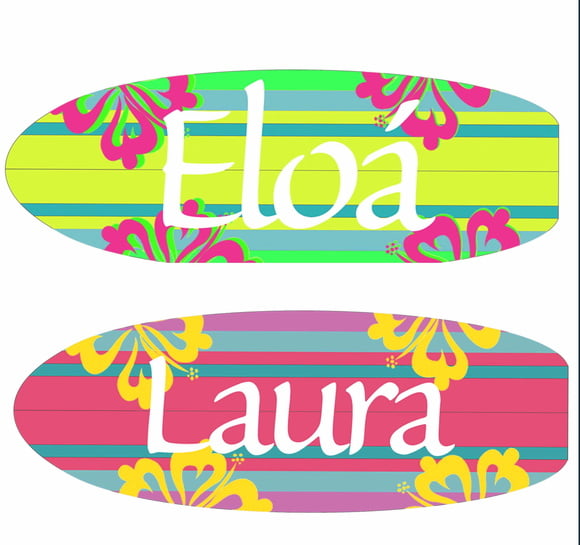 Adesivos Prancha de Surf com Nomes
