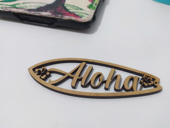 Prancha de Surf Aloha - Recorte em mdf para Chaveiro