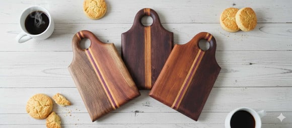 Trio de Tábuas Gourmet de Madeira Nobre Segmentada