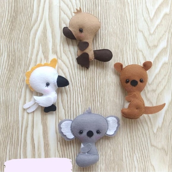 Chaveiro Animais da Austrália em Feltro Lembrancinha Infantil e Material Educativo