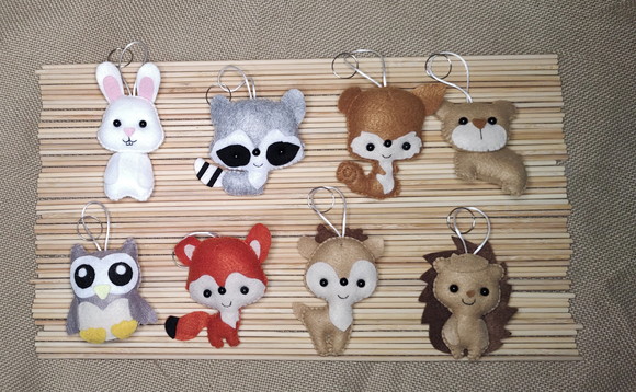 Lembrancinha Chaveiro Animais do Bosque em Feltro Tema Woodland