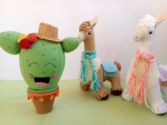 Kit Decoração Festa infantil Lhama e Cacto em Feltro