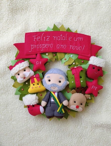 Guirlanda Natalina Presidente Lula em Feltro