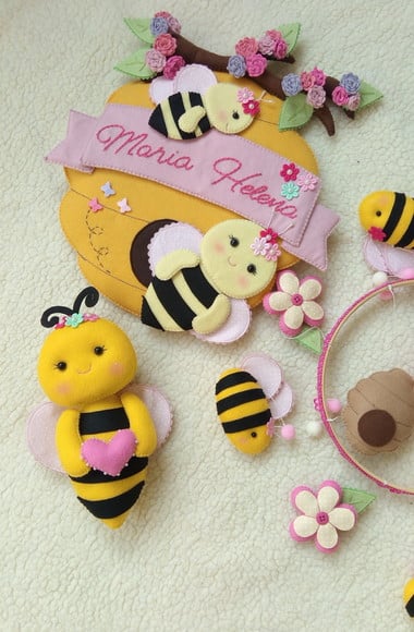 Kit Completo Decoração Quarto Infantil Tema Abelhinha
